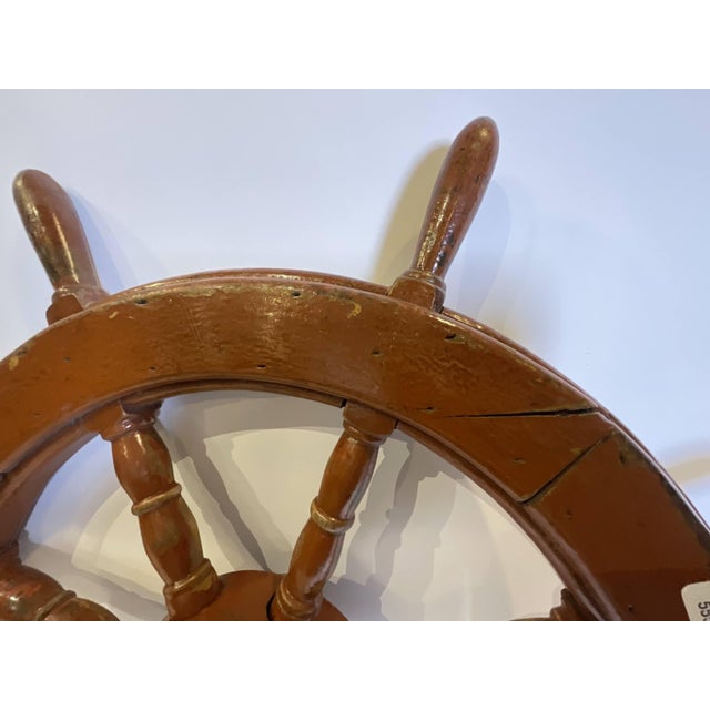 Eight Spoke Ships Wheel with Iron Hub For Sale In Boston - Image 6 of 9