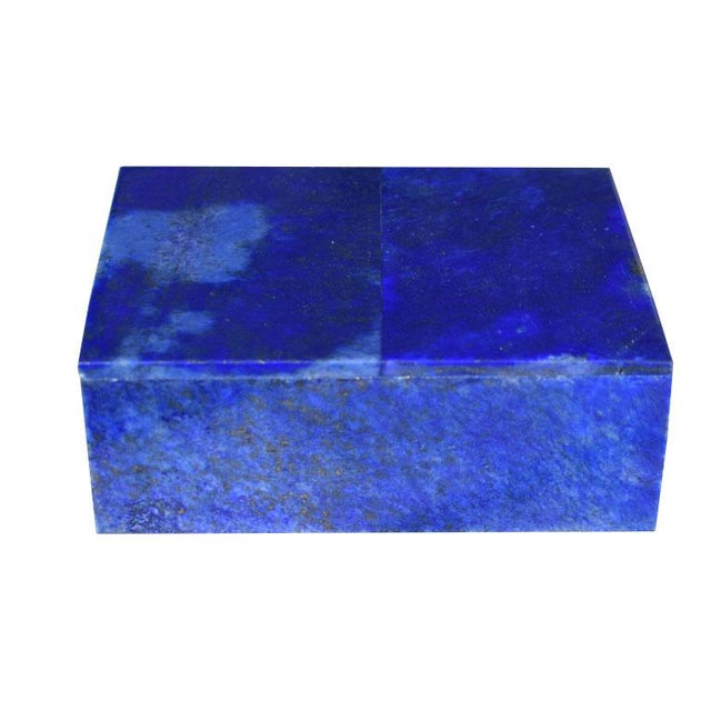 Gemstone Blue Lapis Lazuli and Marble Stone Rectangular Jewelry or Trinket Box For Sale - Image 7 of 7