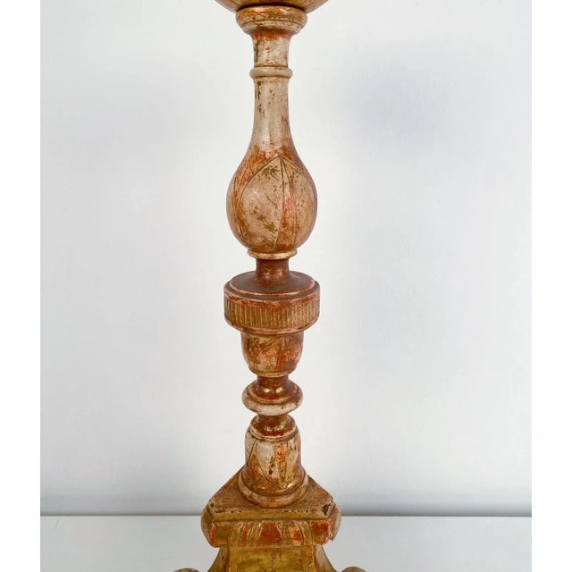 18th Century Large 18th Century Italian Carved and Giltwood Pricket For Sale - Image 5 of 8