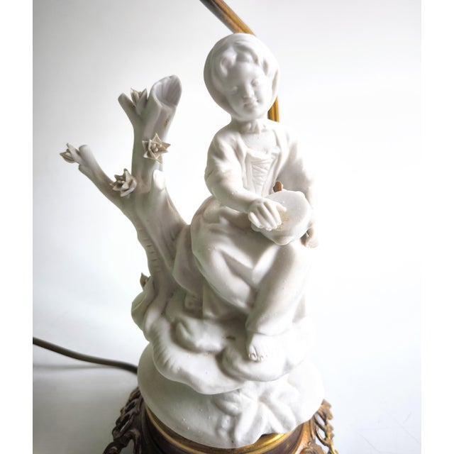 Mid 20th Century Bronze and Biscuit Porcelain Table Lamp For Sale - Image 6 of 15