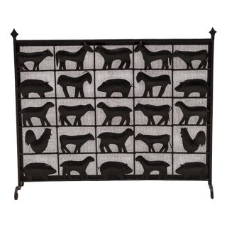 Fire Screen by Jean Touret for Les Artisans de Marolles, France, 1950s For Sale
