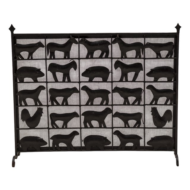 Fire Screen by Jean Touret for Les Artisans de Marolles, France, 1950s For Sale