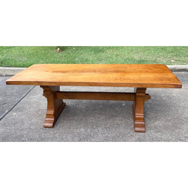 French Country Vintage French Country Trestle Dining Table For Sale - Image 3 of 10