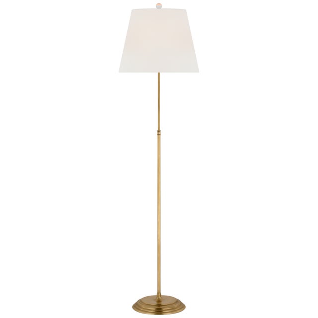 Traditional Suzanne Kasler by Visual Comfort Signature Wyatt 52" Floor Lamp in Hand-Rubbed Antique Brass with Linen Shade For Sale - Image 3 of 3