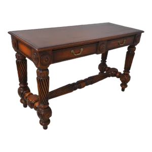 Theodore Alexander Leather Top 2 Drawer Console Table