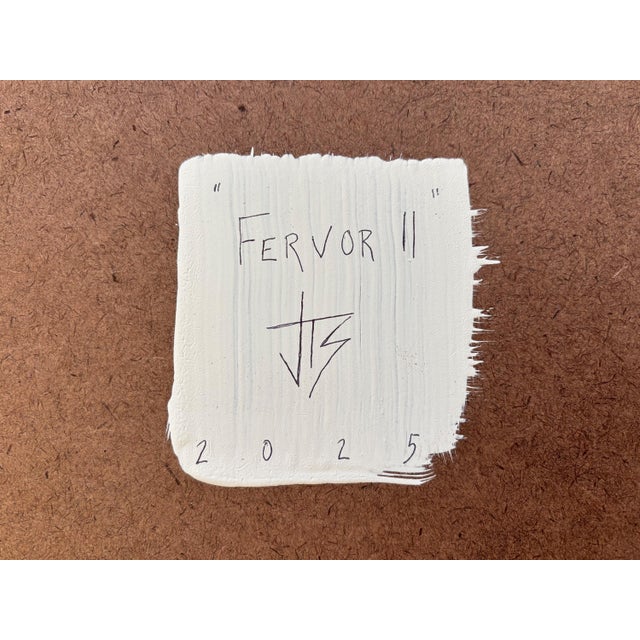 “Fervor” Red Abstract Art in Antique Frame, Transitional Living Room Art by JTS For Sale - Image 10 of 11