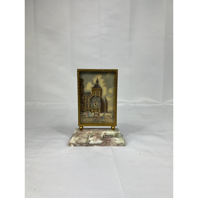 Didisheim Goldschmidt & Fils Painted Table Clock "Le Palais De Justice" C. 1930 For Sale - Image 4 of 9