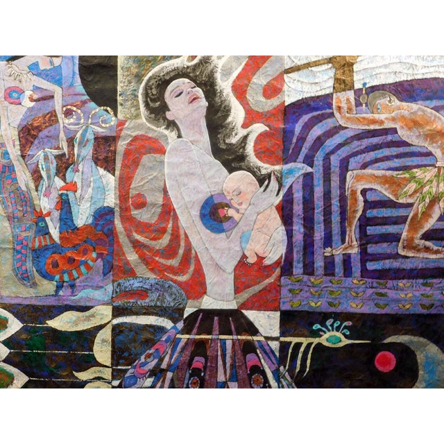 Chinese Lin Chong "untitledOriginal Acrylic Painting on Paper Hand Signed For Sale - Image 3 of 10