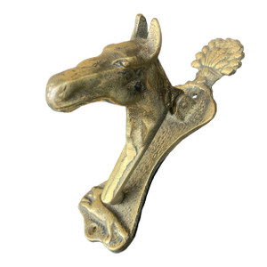 Vintage English Country Cast Brass Hunt Themed Horse Door Knocker