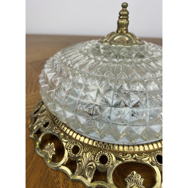 Vintage French Ceiling Lamp in Cut Glass For Sale - Image 4 of 13