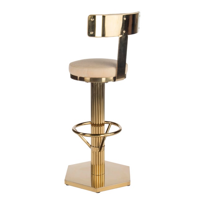 Contemporary Hollywood Regency Style Gold Bar Chairs - Set of 4 For Sale - Image 3 of 5
