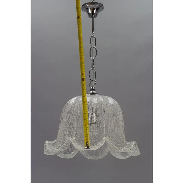 Mid-Century Bell Shaped Ice Glass Pendant Lamp For Sale - Image 18 of 18