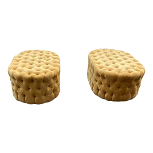 1980s Vintage Yellow Tufted Ottomans