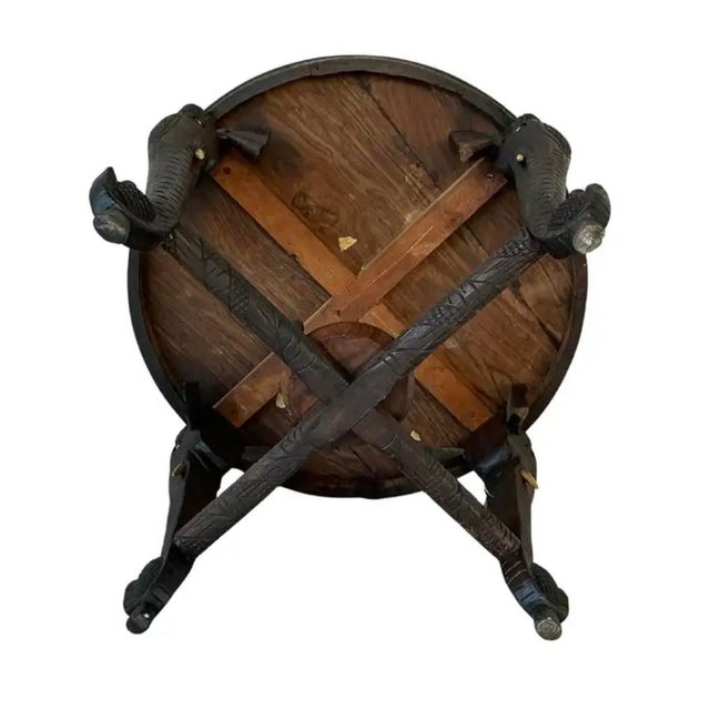 Anglo Indian Round Elephant Side Table For Sale - Image 12 of 13