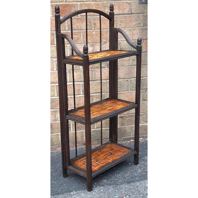 Mid-Century Modern Rattan and Split Reed Folding Bookcase Étagère, 1960s For Sale - Image 9 of 10
