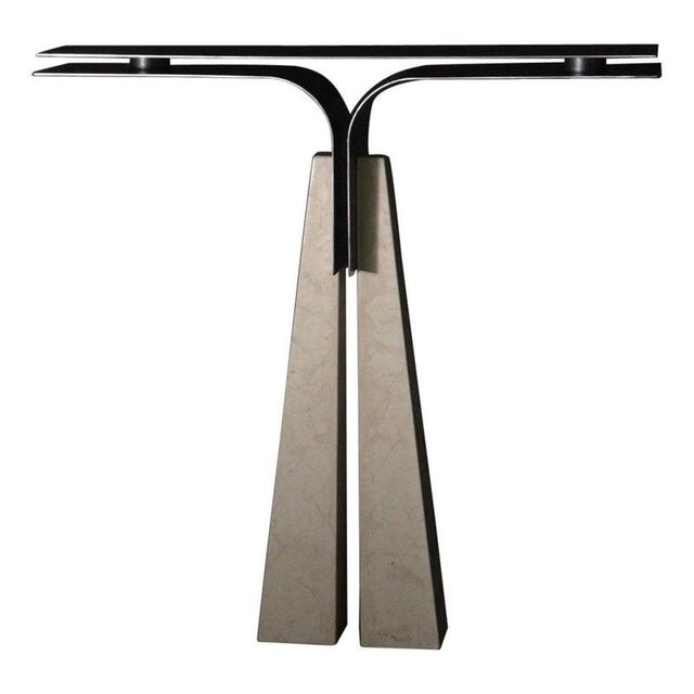 Prisma Console Table in Trani Marble & Curved Iron by D´ARK Atelier For Sale - Image 11 of 11