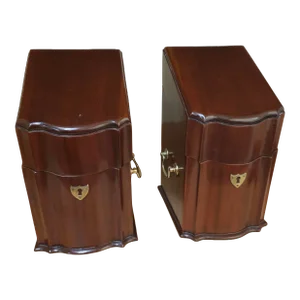 Pair of Georgian Style Brass Mounted Mahogany Knife Boxes
