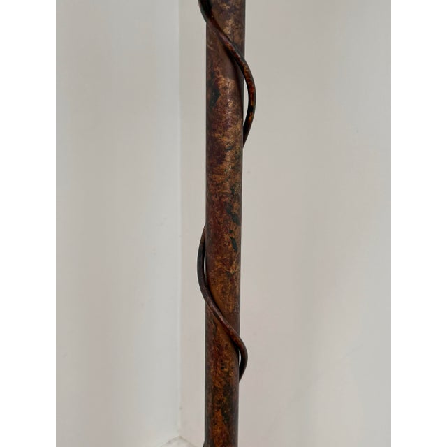 Brown Arts & Crafts Style Wrought Iron Floor Lamp on Tripod Legs With Original Shade For Sale - Image 8 of 12