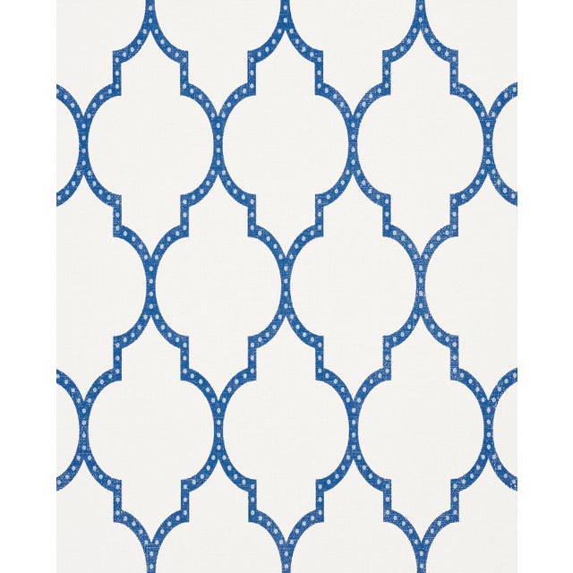 Contemporary Sample - Schumacher Algier's Paperweave Wallpaper in Blue For Sale - Image 3 of 3