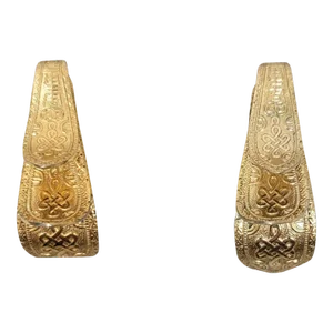 Vintage 1950s Signed Napier Book Piece Asian Style Goldtone Clip Earrings - 2 Pieces