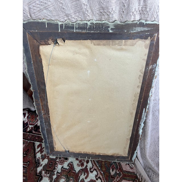 1910s Antique Hand-Painted on Glass Pink Roses-Ornate Gesso Frame For Sale - Image 5 of 9