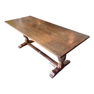 Early 20th Century Oak English Oak Refectory Dining Table For Sale