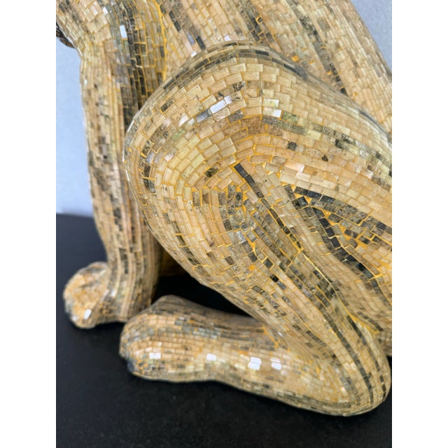 Glass Large Hand Made Glass Mosaic Floor Lion Statue For Sale - Image 7 of 12