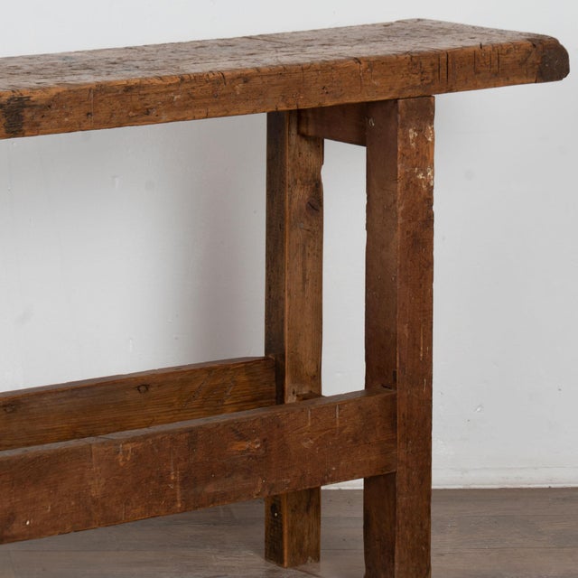 Antique French Rustic Carpenter's Workbench Console Table For Sale - Image 12 of 18