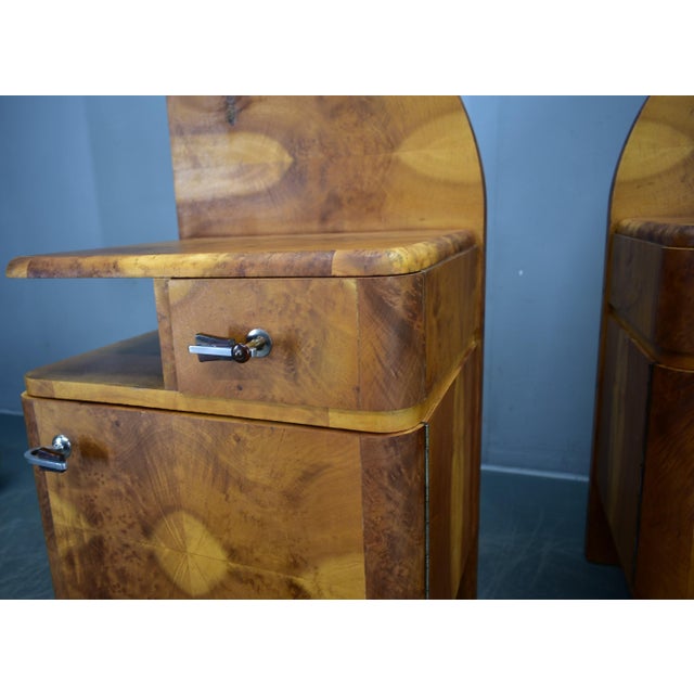 Art Deco Bedside Tables, Czechoslovakia, 1934s, Set of 2 For Sale - Image 3 of 18