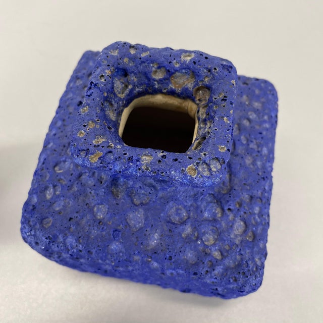 Abstract Colorful Pottery Blue Vase attributed to Silberdistel, W. Germany, 1970s For Sale - Image 9 of 18