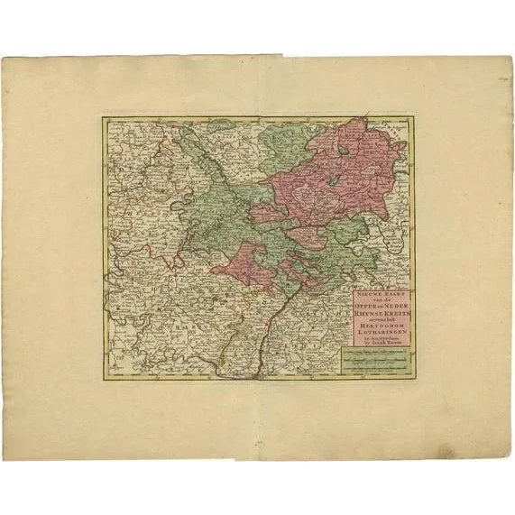 Antique Map of the Rhineland and Lotharingen attributed to C. Tirion For Sale - Image 5 of 5