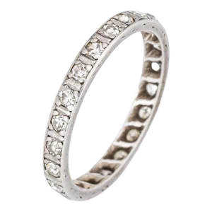 Vintage Deco Diamond Band Platinum Wedding Ring Eternity Fine Jewellery size 5.25