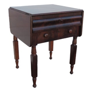 Empire Late 1800s Large Drop Leaf Nightstand Side End Table 6432 For Sale
