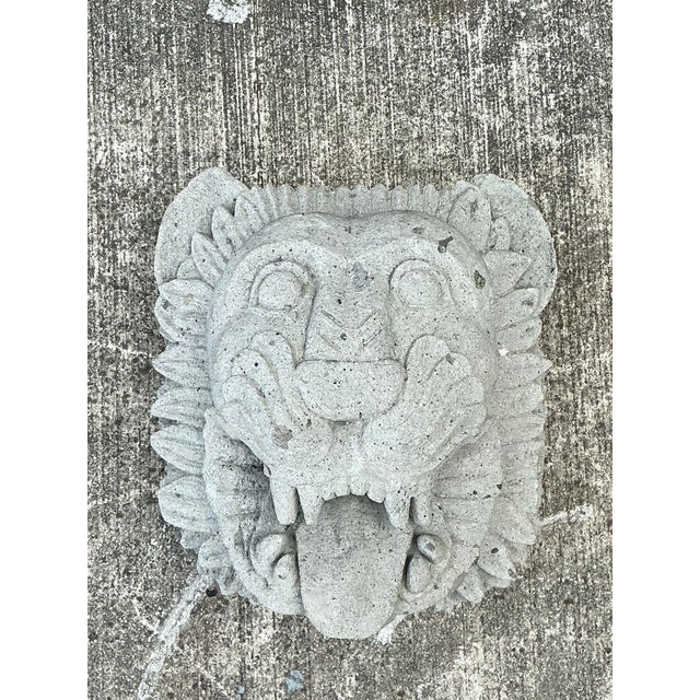 Late 20th Century Vintage Cast Concrete Lions Head For Sale - Image 5 of 12