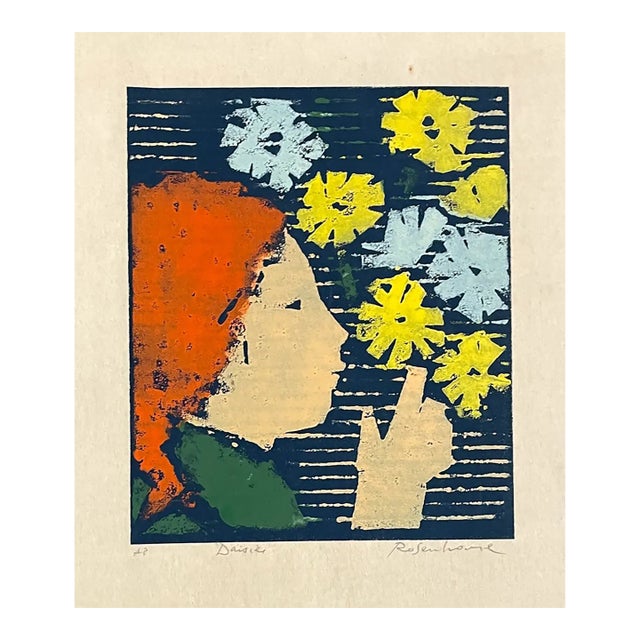 Irwin Rosenhouse Daisies Woodblock Artists Proof For Sale