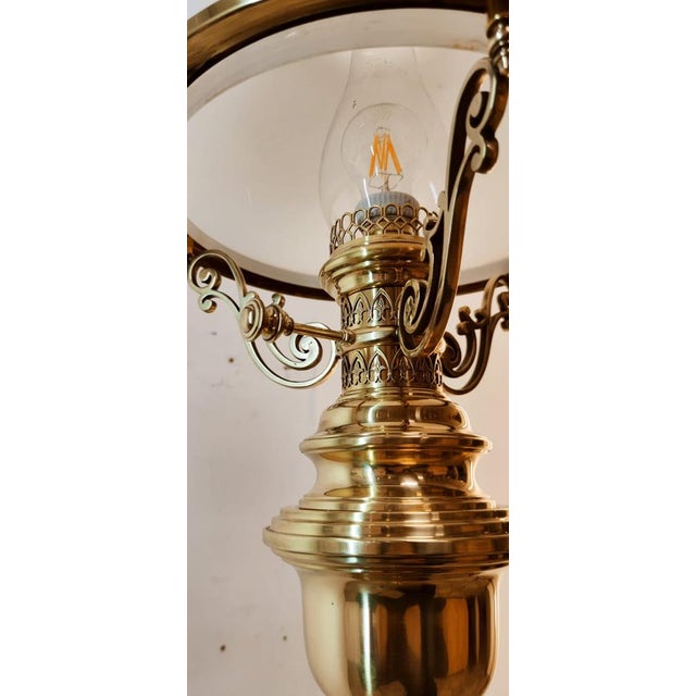 Brass and Opal Glass Floor Lamp For Sale - Image 4 of 18