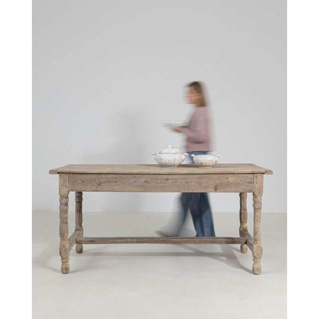 19th Century France Antique White Wood Dining Table For Sale - Image 4 of 10