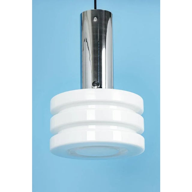 Glass Petite Opal Glass Pendant Light by Limburg, Germany, 1960s For Sale - Image 7 of 8