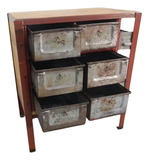 Industrial Cabinet with Iron Drawers and Fir Tops, 1970