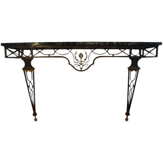 French Neoclassical Style Gilbert Poillerat Attributed Iron Console Table For Sale - Image 9 of 10