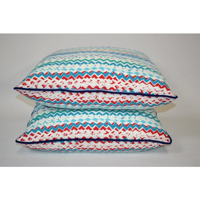 Abstract Contemporary Multi-Colored Pillows- a Pair For Sale - Image 3 of 6