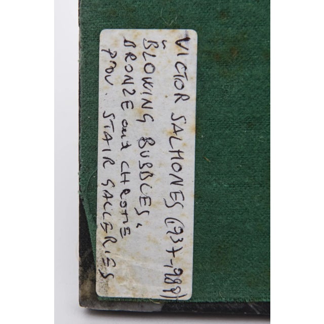 Vintage Victor Salmones Bronze, Chrome and Marble Sculpture Titled Blowing Bubbles For Sale - Image 11 of 12