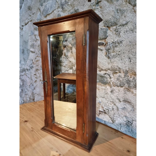 Antique French Walnut Wall Key Cabinet with Mirrored Door, Late 19th Century For Sale - Image 5 of 14