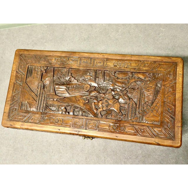 1920s Small Carved Camphor Wood Chest, 1920 For Sale - Image 5 of 8