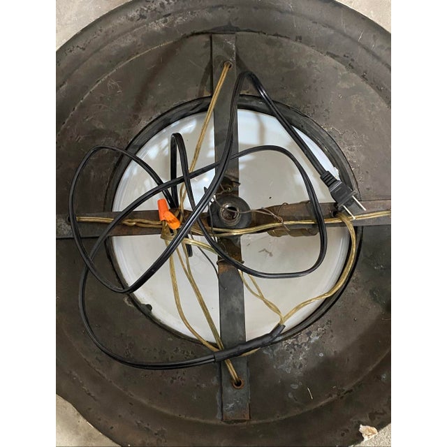 Antique Art Nouveau Patinated Brass & Opal Glass 5-Light Chandelier For Sale - Image 12 of 12