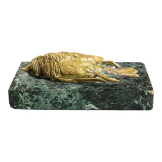 19th Century French Gilt Bronze Wounded Sparrow Bird, After Comolera For Sale