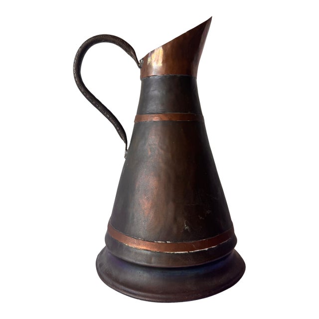 Vintage Rustic Copper and Brass Pitcher or Water Jug For Sale