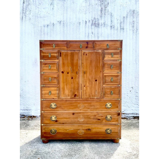 Vintage Regency Henredon Cerused Pine Gentlemen’s Armoire Chairish
