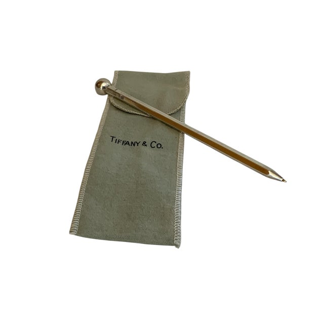 Vintage Tiffany &amp; Co. Sterling Silver Golf Ball &amp; Tee/Phone Dialer Faceted Ballpoint Pen w/ Pouch Made in Germany...