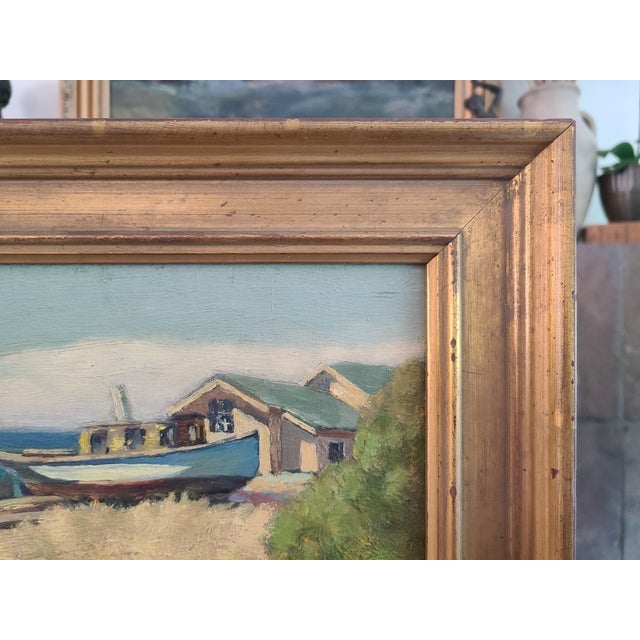 Arthur Harold Knott Antique 1920s Oil Painting Morro Bay Sailboat Landscape For Sale - Image 10 of 15